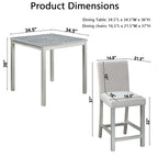 5 Piece Counter Height Table Set, Wooden Kitchen Table Set with Square Table and 4 Upholstered Chairs, Counter Height Dining Table with Crystal Decoration and Chair Set, Silver Grey - Grand Goldman Shop