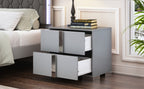 Elegant Nightstand with Metal Foot, Mirrored Bedside Table with 2 Drawers for Bedroom, Living Room, Gray (Old SKU: WF319353AAE) - Grand Goldman Shop