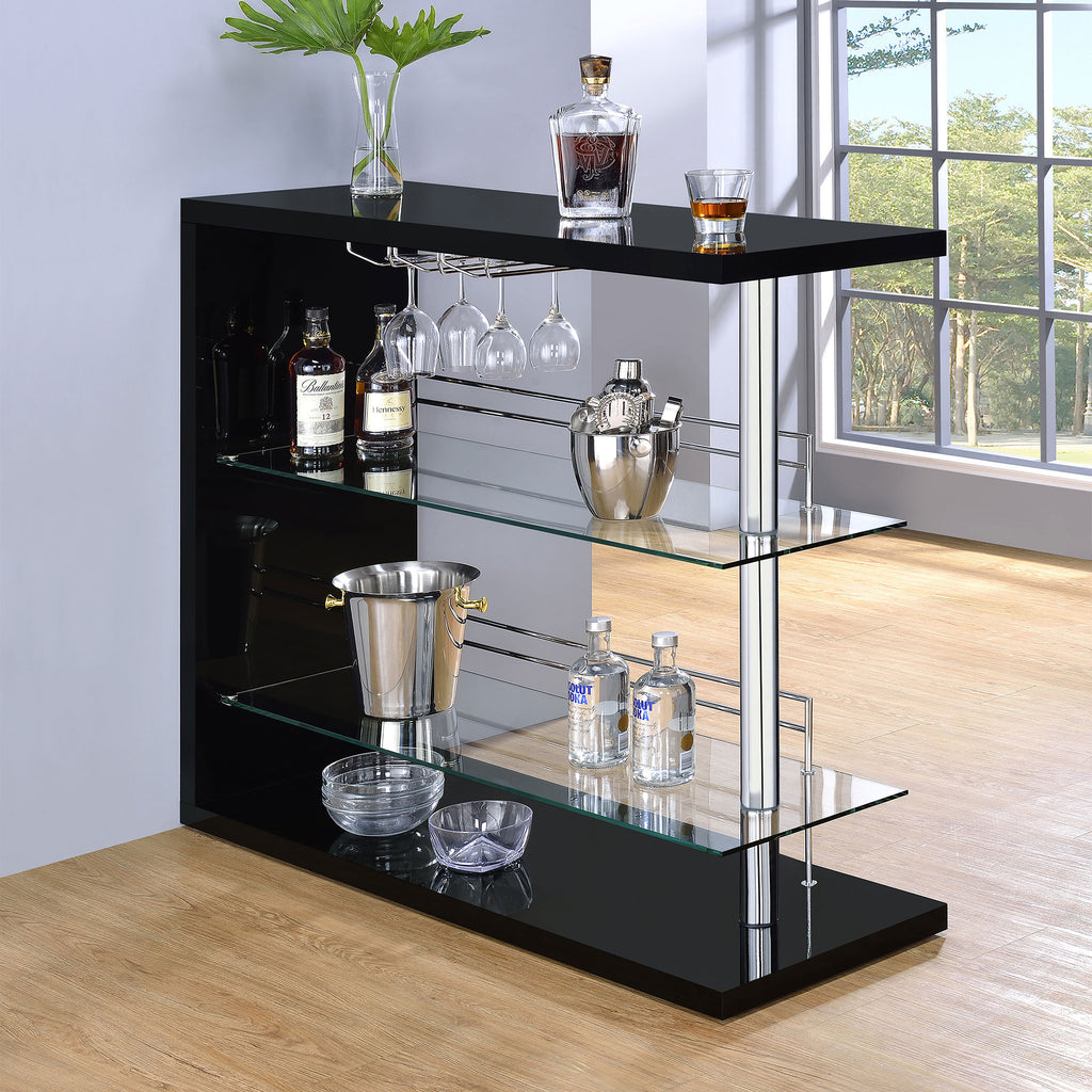 Gilbert Black High Gloss Bar Shelf - Grand Goldman Shop