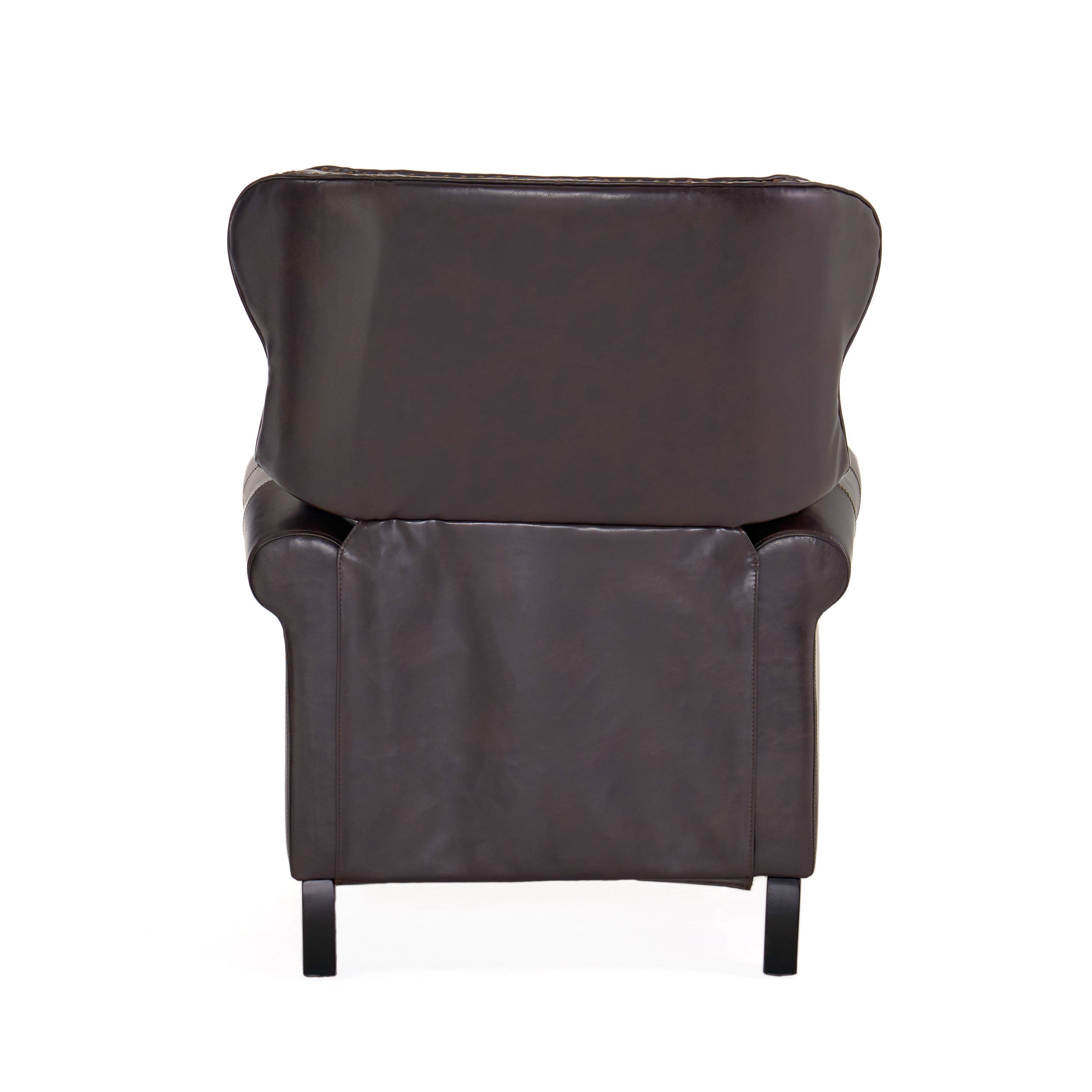 Contemporary Style Push Back Recliner with Button-Tufted Stitching and Nailhead Trim in Dark Brown PU - Grand Goldman Shop