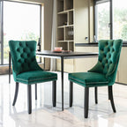 Nikki Collection Modern, High-end Tufted Solid Wood Contemporary Velvet Upholstered Dining Chair with Wood Legs Nailhead Trim 2-Pcs Set,Green, SW2001GN - Grand Goldman Shop