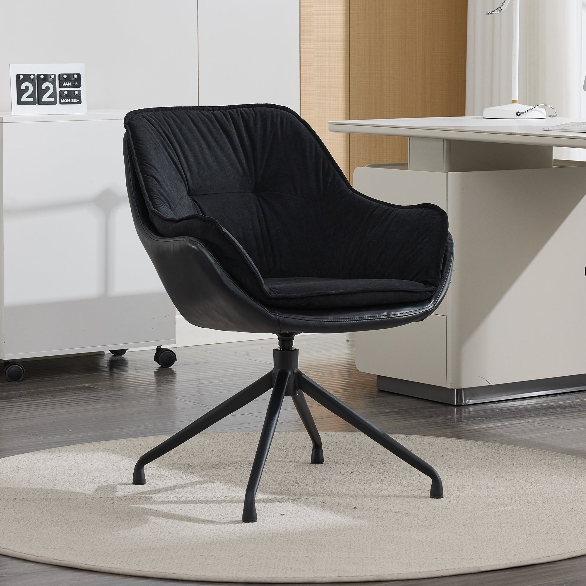 Modern Faux Leather Office Chair, Ergonomic Executive Desk Chair with High Back and Adjustable Features - Grand Goldman