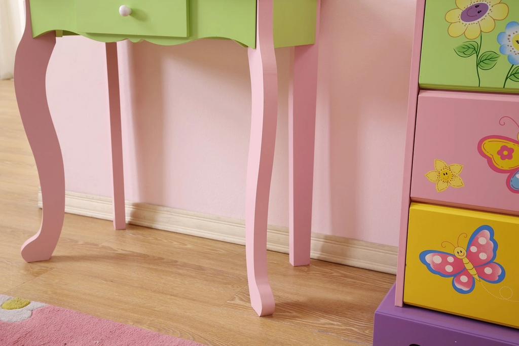 Kids Funnel Layla Girls Flower Vanity Set with Stool | Premium Home Decor - Grand Goldman