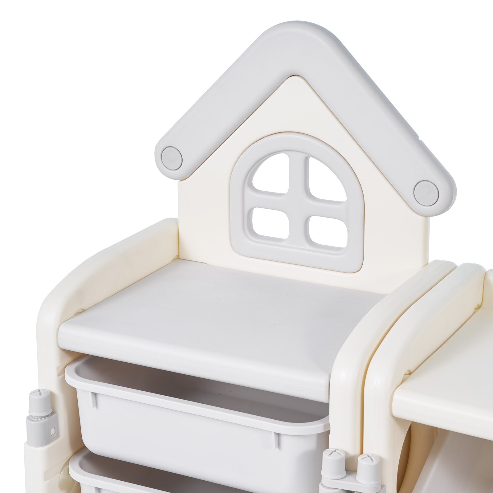 Kids Toy Storage with Bookshelf, 4-Tier Large Toy Storage Organizer with 10 Plastic Movable Bins, Kids Cubby Cabinet with Boo