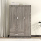 3-Door Wardrobe with 2 Drawers, Wood Grain Effect in Gray(OLD SKU:LP006001) - Grand Goldman Shop