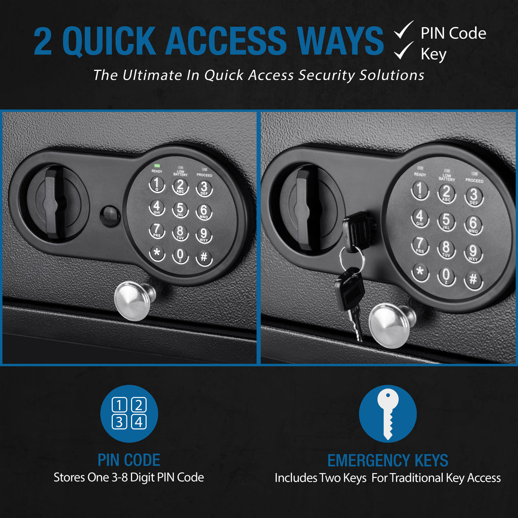 Digital Keypad Security Safe with Quick Access in Black Steel, 1.2 Cu Ft | Premium Home Decor - Grand Goldman