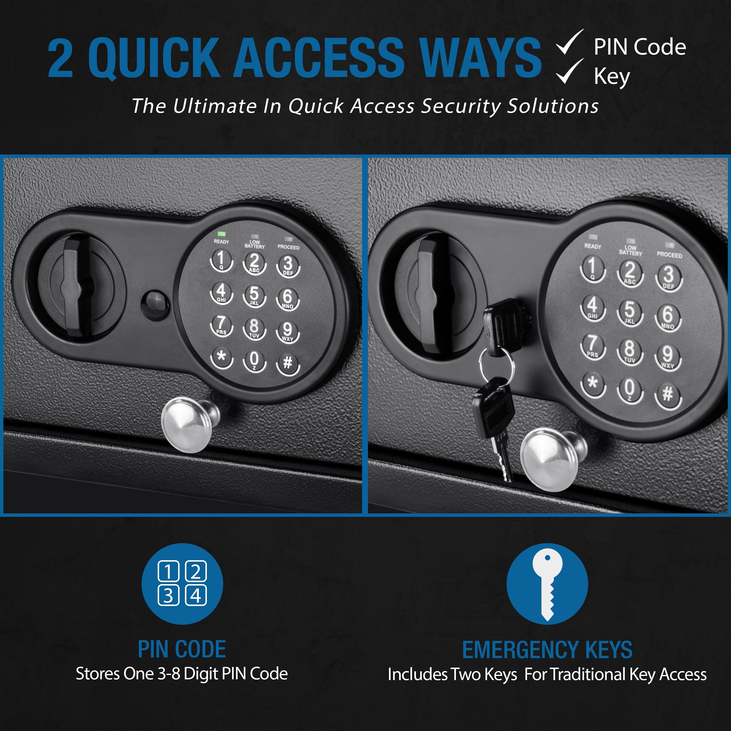Digital Keypad Security Safe with Quick Access in Black Steel, 1.2 Cu Ft | Premium Home Decor - Grand Goldman