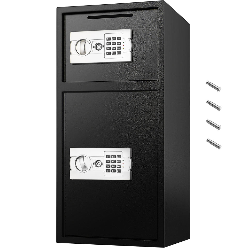 Large Double Door Security Safe Box 2.6 Cubic Feet Steel Safe Box Strong Box with Digital Lock for Money Gun Jewelry Black - 