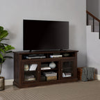 Modern TV Stand for up to 65 Inch TVs, Entertainment Center Farmhouse TV Cabinet Media Console Table with Glass Doors for Living Room, Brown 60'W*15.75'D*29'H - Grand Goldman Shop