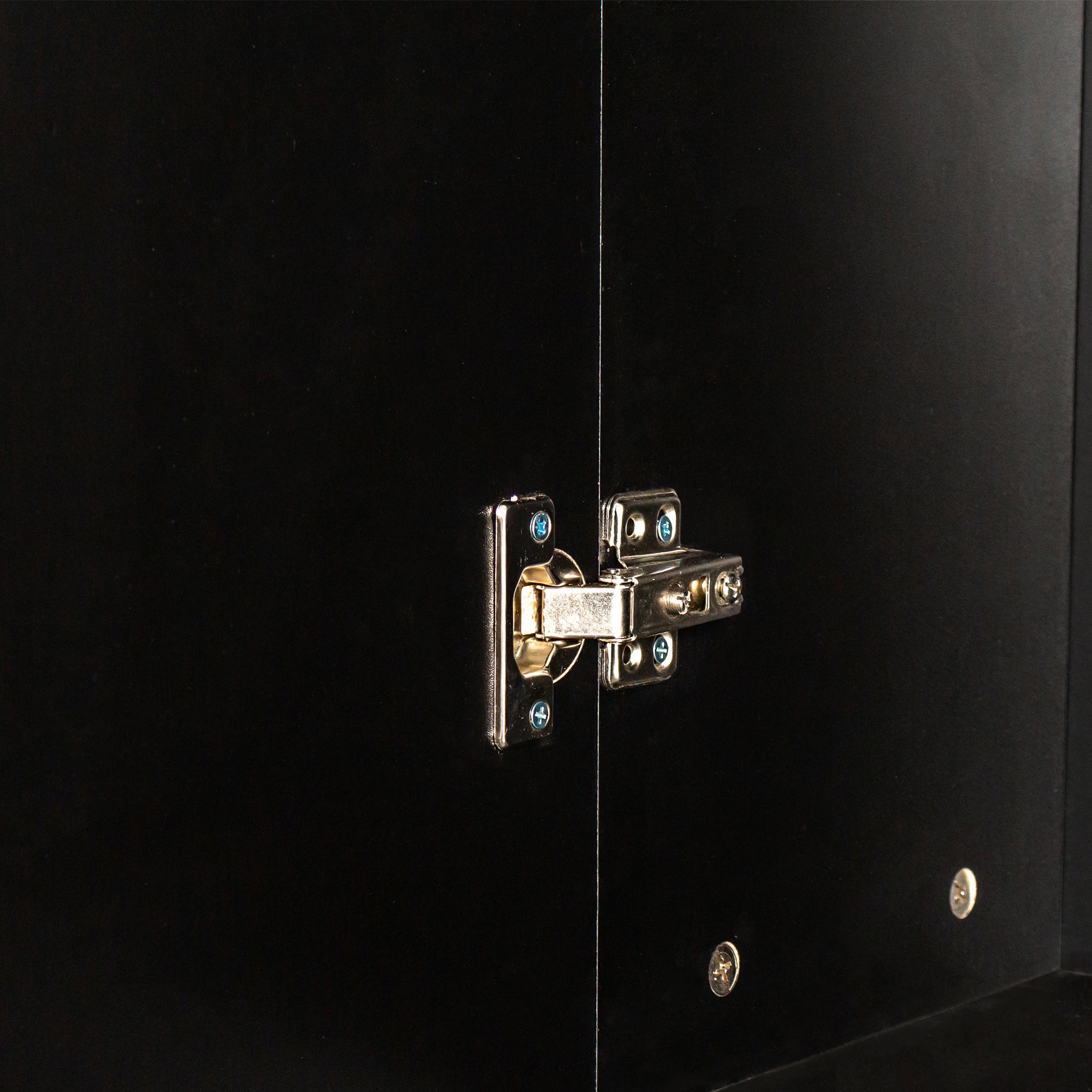 Freestanding  Cabinet with Inadjustable Shelves and two Doors for Kitchen, Dining Room,black - Grand Goldman Shop