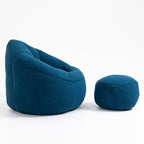 Bedding Bean Bag Sofa Chair with High-Pressure Foam and Footrest, Blue Microfiber - Grand Goldman Shop