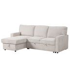 U_STYLE Upholstery Sleeper Sectional Sofa with Storage Space, USB port, 2 cup holders on Back Cushions(same sku; WY000335AAA) - Grand Goldman Shop