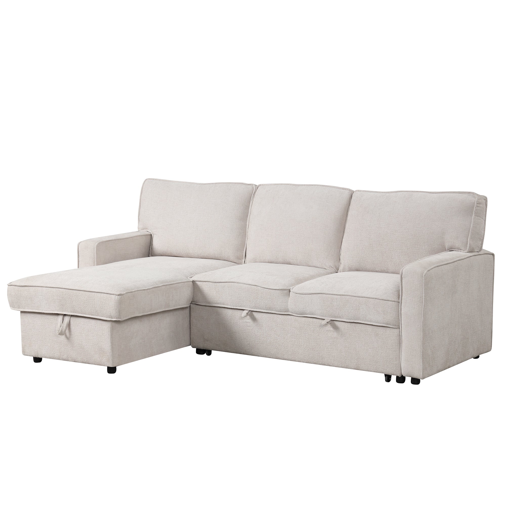 U_STYLE Upholstery Sleeper Sectional Sofa with Storage Space, USB port, 2 cup holders on Back Cushions(same sku; WY000335AAA) - Grand Goldman Shop