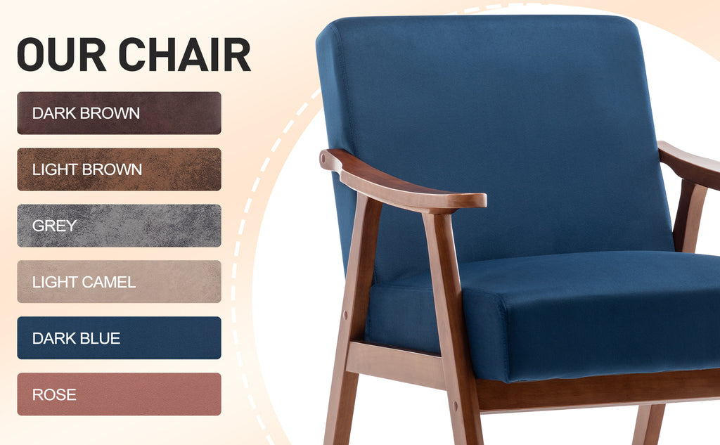 Mid-Century Modern Wingback Accent Chair with Solid Wood Frame and Extra-Thick Backrest – Lounge Chair for Living Room, Bedroom, or Reading Room - Grand Goldman Shop
