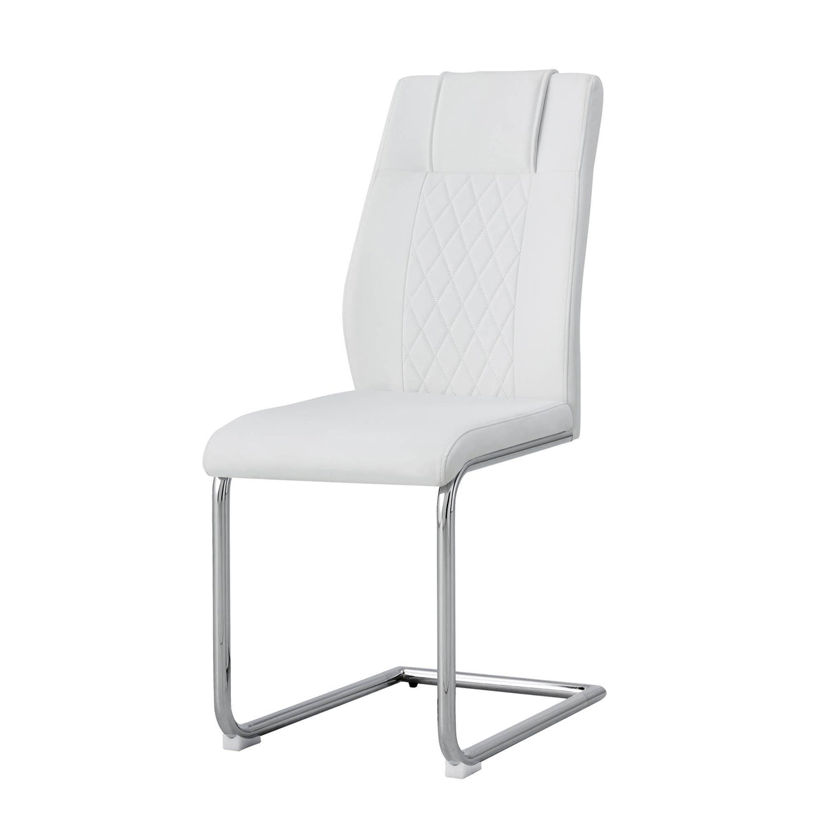 Modern Dining Chairs with Faux Leather Padded Seat Upholstered Chair with Metal Legs Design Set of 6 White PU - Grand Goldman Shop