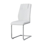 Modern Dining Chairs with Faux Leather Padded Seat Upholstered Chair with Metal Legs Design Set of 6 White PU - Grand Goldman Shop