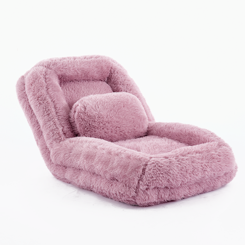 [NEW ARRIVED] [VIDEO PROVIDED] Human Dog Bed,Lazy Sofa,5-Position Adjustable Convertible,Floor Gaming Chair,bedroom, living room,Suitable for gaming, meditation,relaxation,Plush Fabric,Pink - Grand Goldman Shop