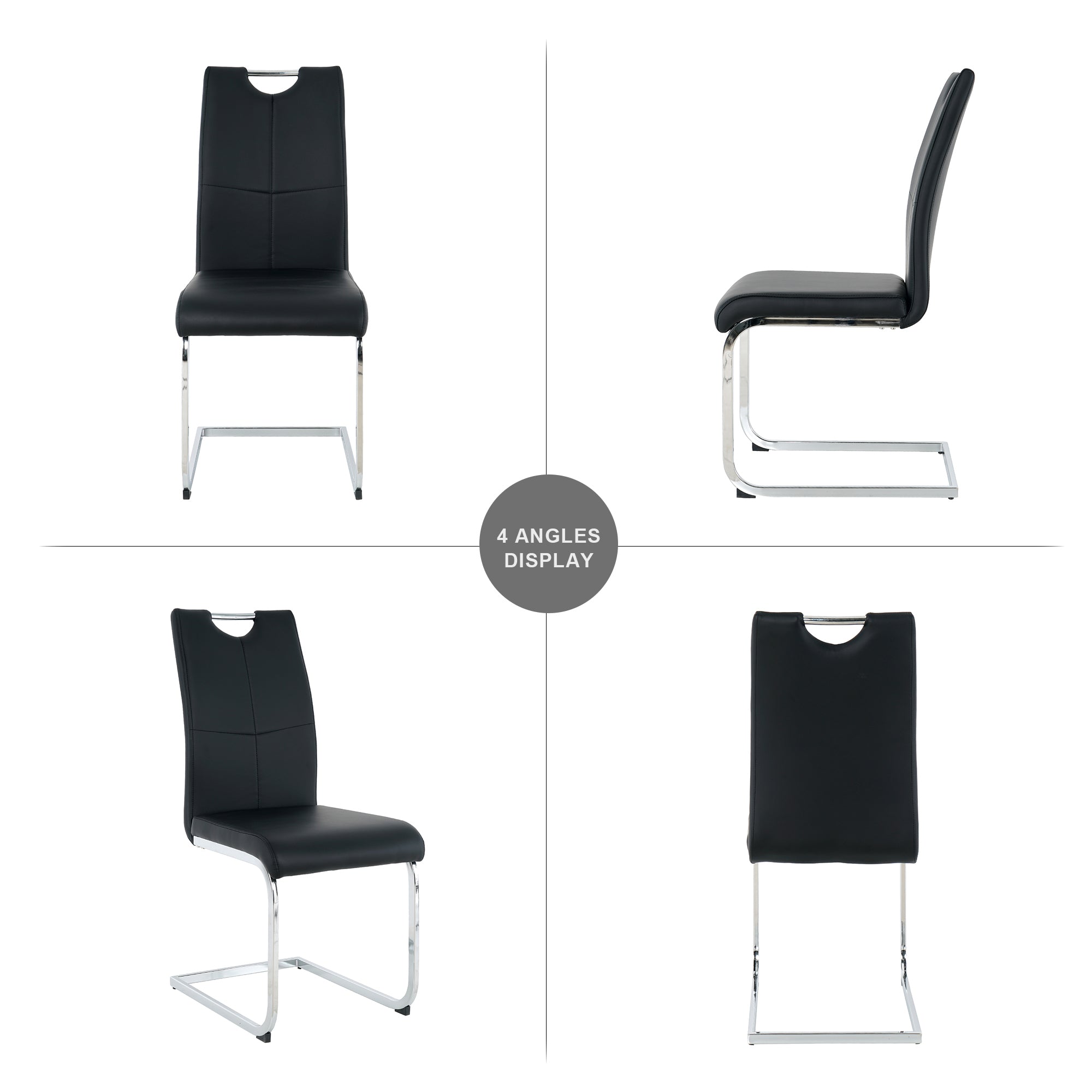 Modern Dining Chairs with Faux Leather Padded Seat Dining Living Room Chairs Upholstered Chair with Chrome Metal Legs Design for Kitchen, Living, Bedroom, Dining Room Side Chairs Set of 4 - Grand Goldman Shop