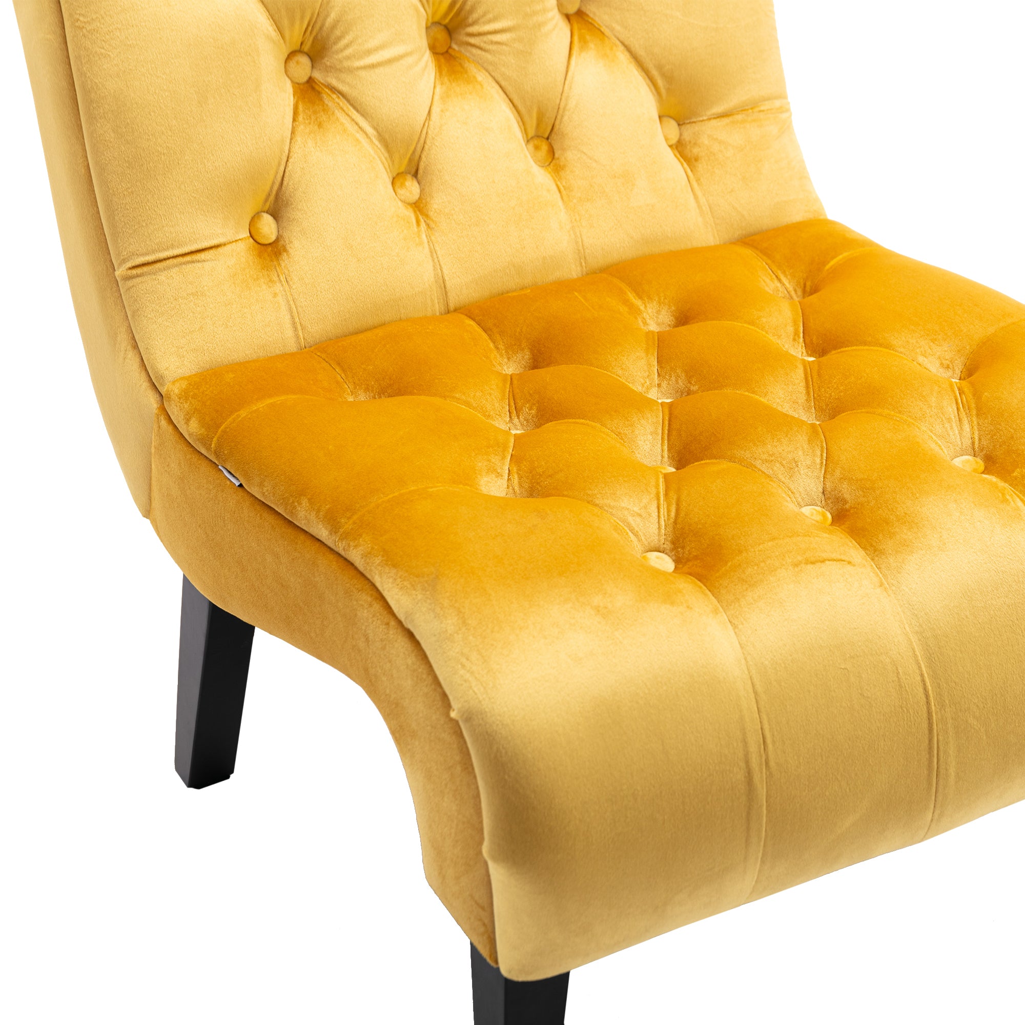 COOLMORE Modern Velvet Armless Accent Living Room Chair / Leisure Chair,Upholstered Fabric Button Comfortable Chair with Wooden Legs for Bedroom, Living Room, Office (Mustard Velvet) - Grand Goldman Shop