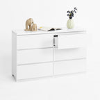6 Drawer Storage Cabinet ,Dresser, Wood Storage Tower Clothes Organizer, Wide Chest of 6 Drawers, Large Storage Space for Bedroom, Hallway, Entryway Living Room White - Grand Goldman Shop