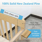 Portable Pine Wood Bedside Bassinet with 3 Adjustable Heights, Natural Wood Mini Crib for Newborns 0-36 Months, Compact Desig