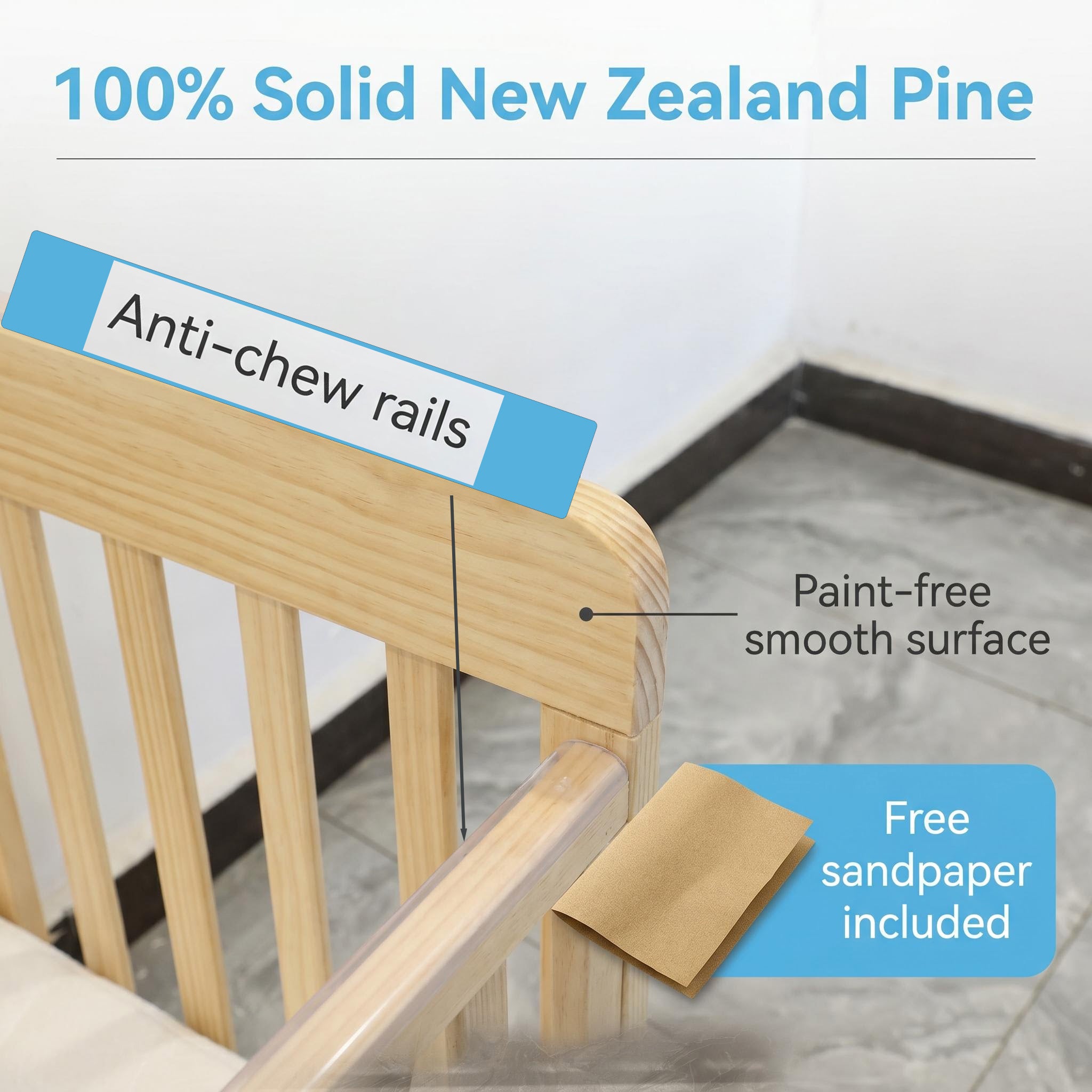 Portable Pine Wood Bedside Bassinet with 3 Adjustable Heights, Natural Wood Mini Crib for Newborns 0-36 Months, Compact Desig