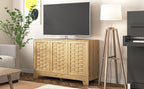 Storage Cabinet with 3 Doors, Wood Sideboard Buffet Storage with Adjustable Shelf, Anti-tip Kit Accent Cabinet for Living Room, Hallway, Entryway, Dining Room, Bedroom - Grand Goldman Shop