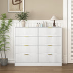 Modern 8 Drawers Dresser Chests for Bedroom,47.2' Wide Wood Chest of Drawers with Gold Metal Handle,Drawer Organizer for Bedroom,Living Room,Hallway and Entryway,White - Grand Goldman Shop