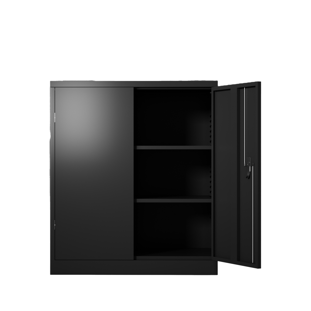 Metal Storage Cabinet with 2 Doors and 2 Shelves, Lockable Steel Storage Cabinet for Office, Garage, Warehouse - Grand Goldma