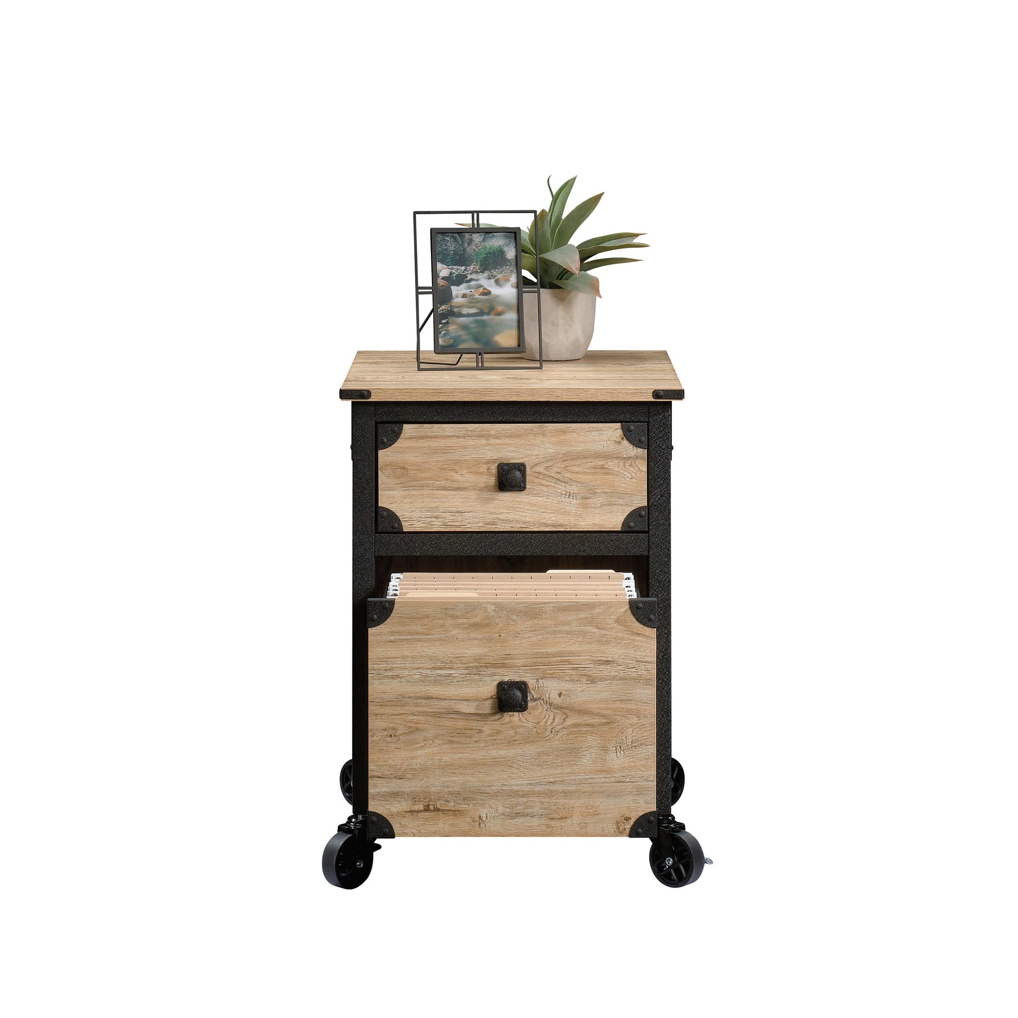 File Pedestal with Smooth-Glide Drawer, Beige and Natural finish | Premium Home Decor - Grand Goldman