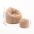 Bedding Bean Bag Sofa Chair with High-Pressure Foam and Footrest, Tan Microfiber - Grand Goldman Shop