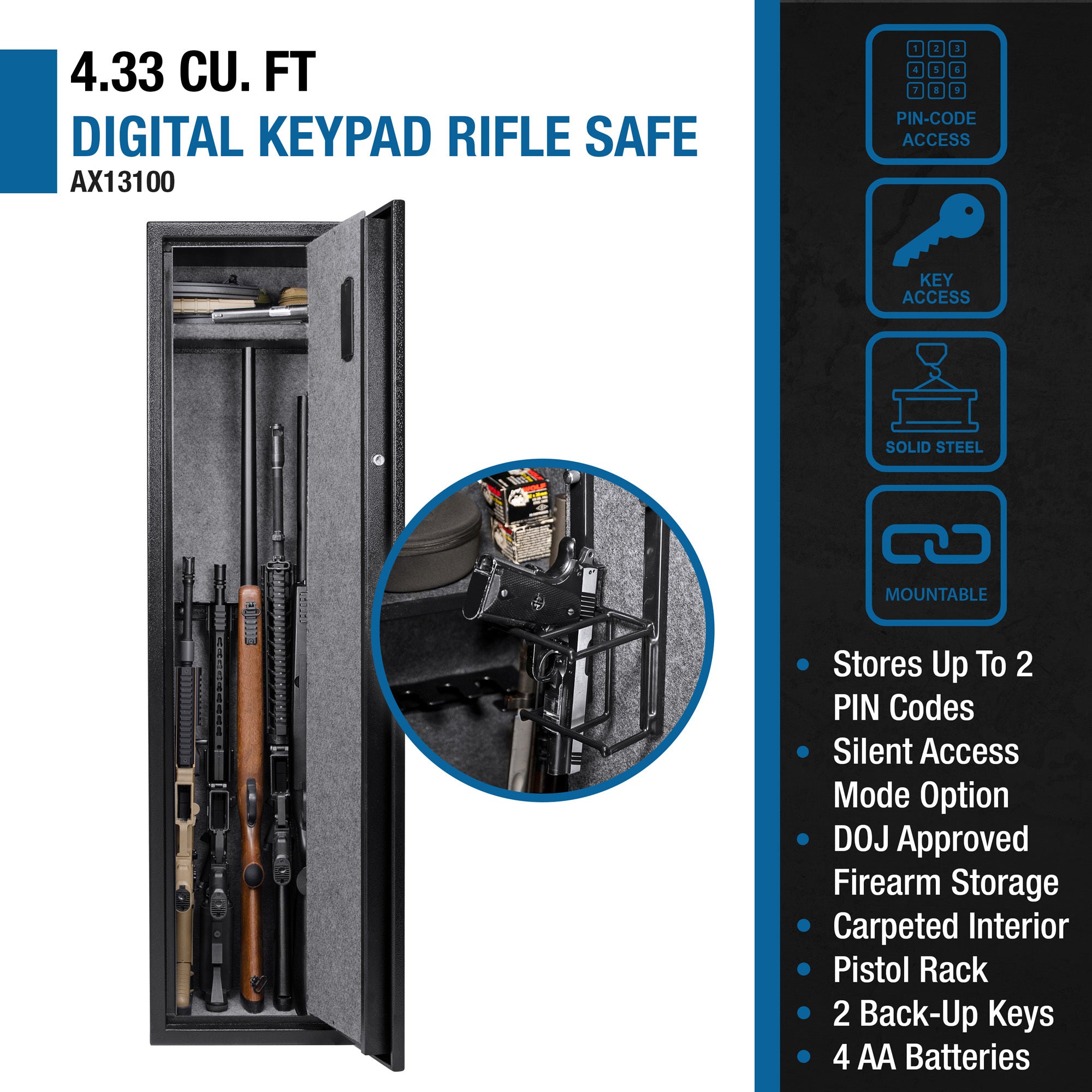 4 33 Cu Ft Digital Keypad Rifle Safe | Premium Home Decor - Grand Goldman