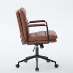 Office Chair,Mid Back Home Office Desk Task Chair with Wheels and Arms Ergonomic PU Leather Computer Rolling Swivel Chair wit
