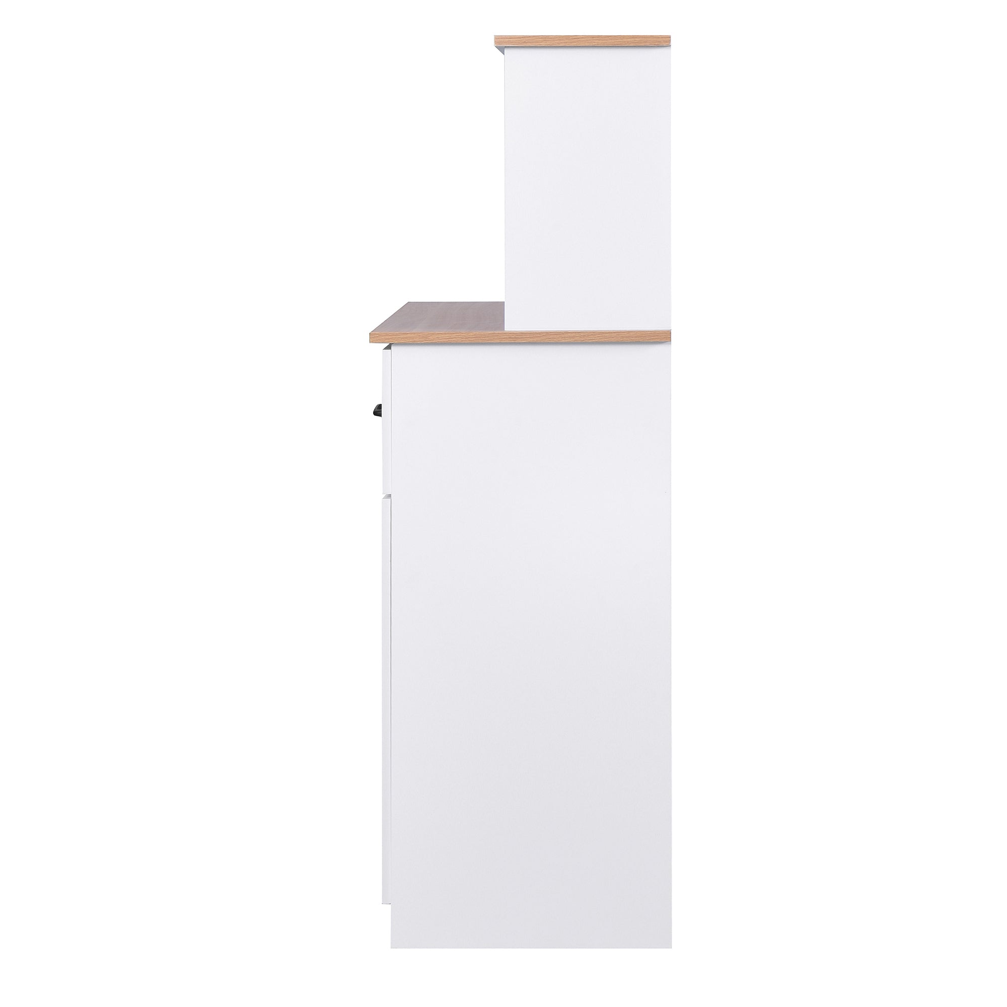 Wooden Kitchen Cabinet White Pantry Storage Microwave Cabinet with Storage Drawer - Grand Goldman Shop