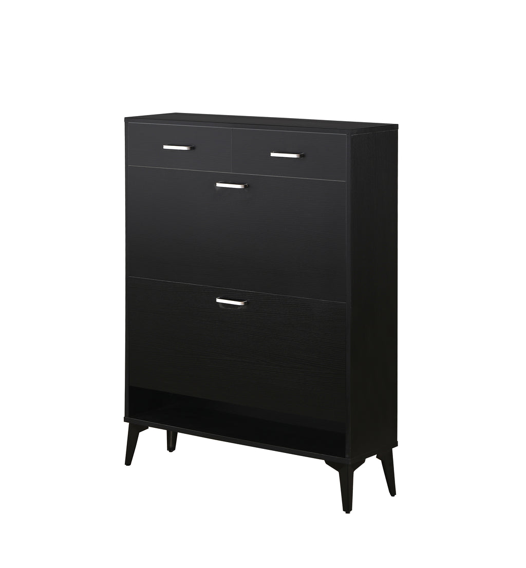 Large size Shoe Cabinet,Free Standing Tipping Bucket Shoe Rack Organizer with 2 Flip Drawers&2 Drawer,Modern Tipping Bucket for Entryway,Hallway,Bedroom-black - Grand Goldman Shop