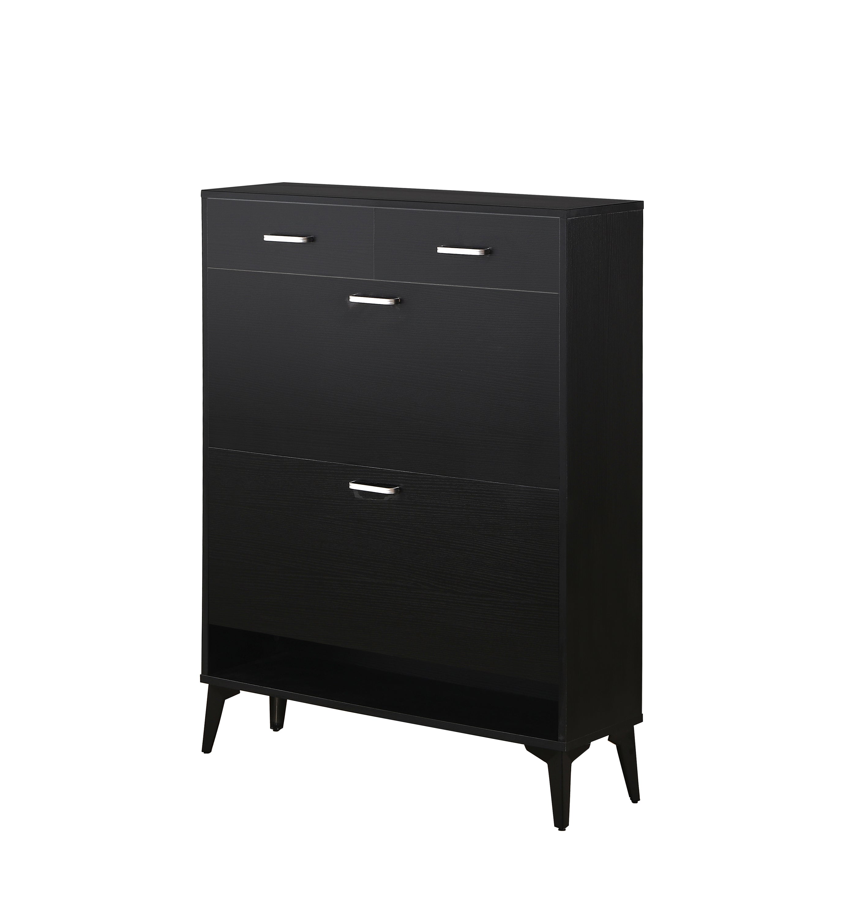 Large size Shoe Cabinet,Free Standing Tipping Bucket Shoe Rack Organizer with 2 Flip Drawers&2 Drawer,Modern Tipping Bucket for Entryway,Hallway,Bedroom-black - Grand Goldman Shop