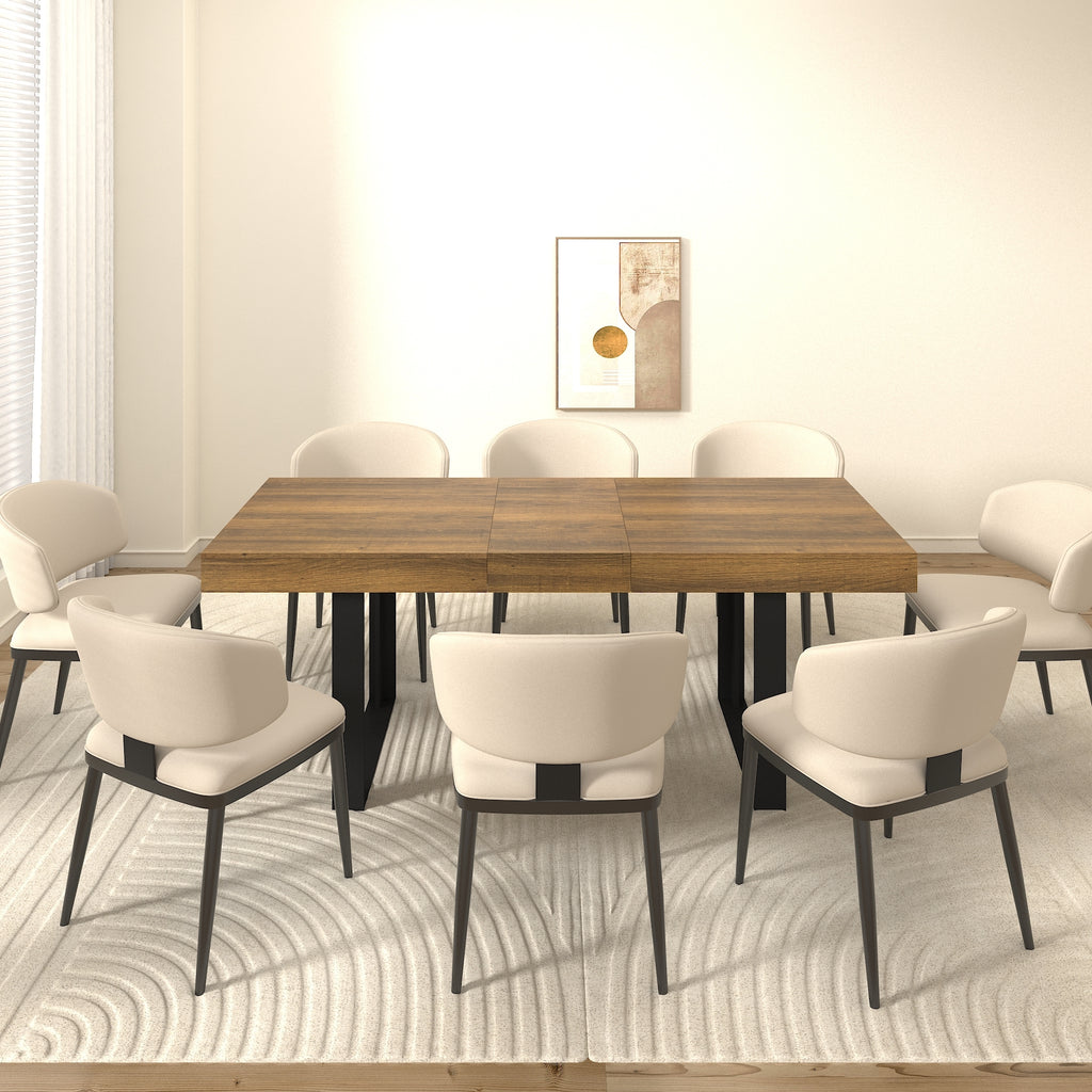 Rectangle extendable dining table for 6-10 people aged effect wood and black 160-200 cm - Grand Goldman Shop
