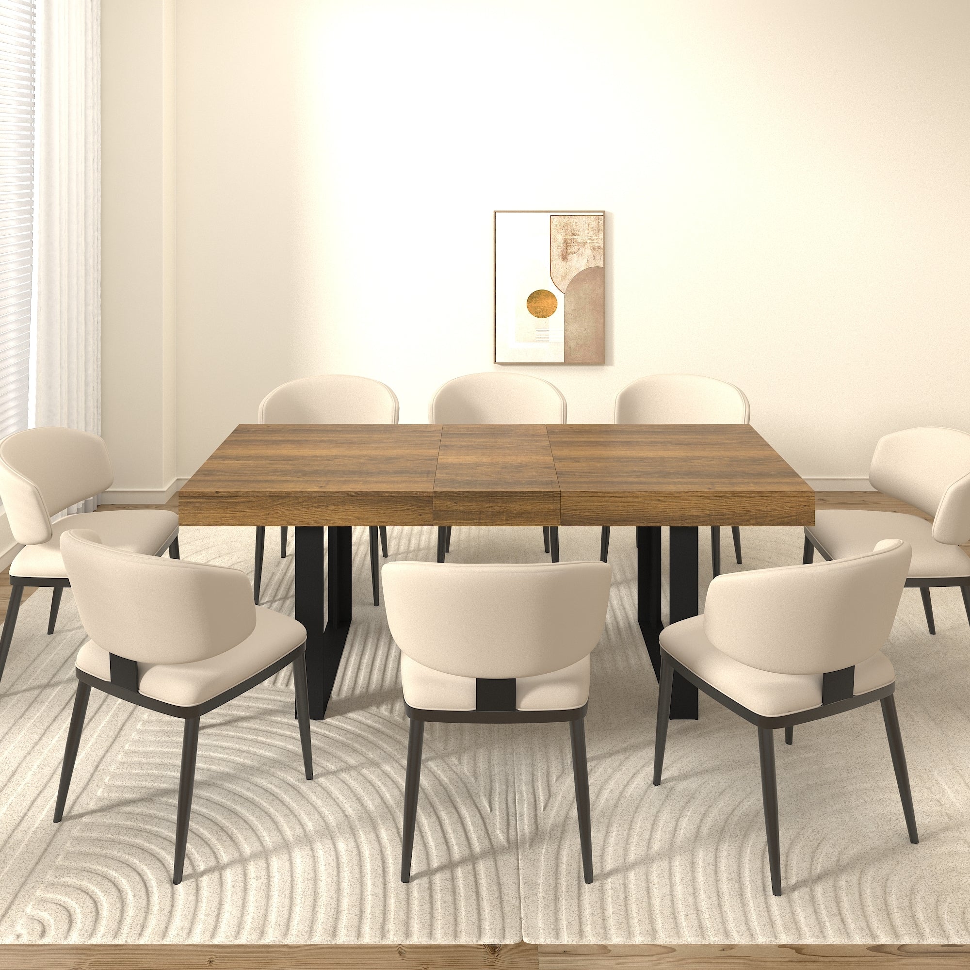 Rectangle extendable dining table for 6-10 people aged effect wood and black 160-200 cm - Grand Goldman Shop