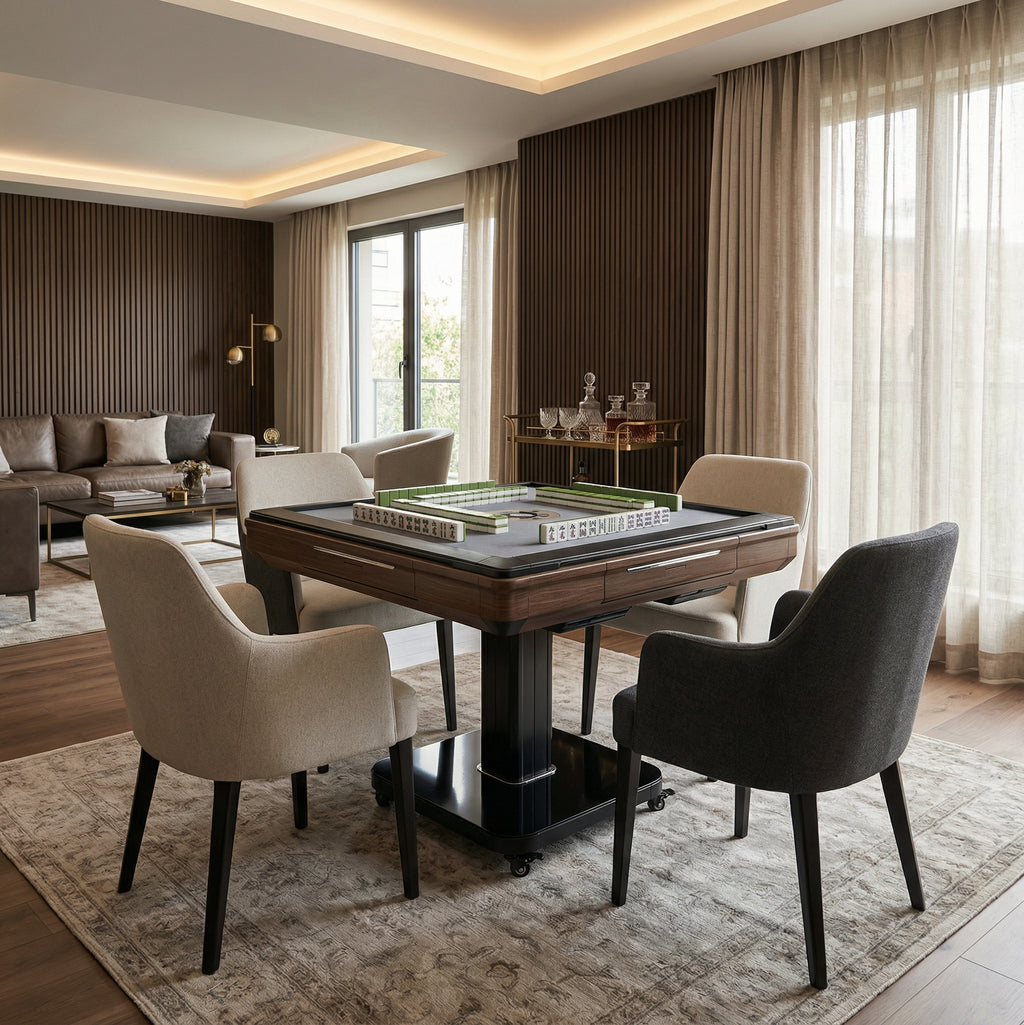 Foldable Ultra-Thin Automatic Mahjong Table with Wheels, 42mm Numbered Tiles (Chinese & American Style), 2 Magnetic Tile Sets