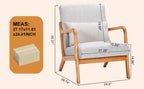Mid-Century Modern Accent Chair with Pillow Upholstered Arm Chair in Beige Polyester and Solid Wood Frame (beige) - Grand Goldman Shop