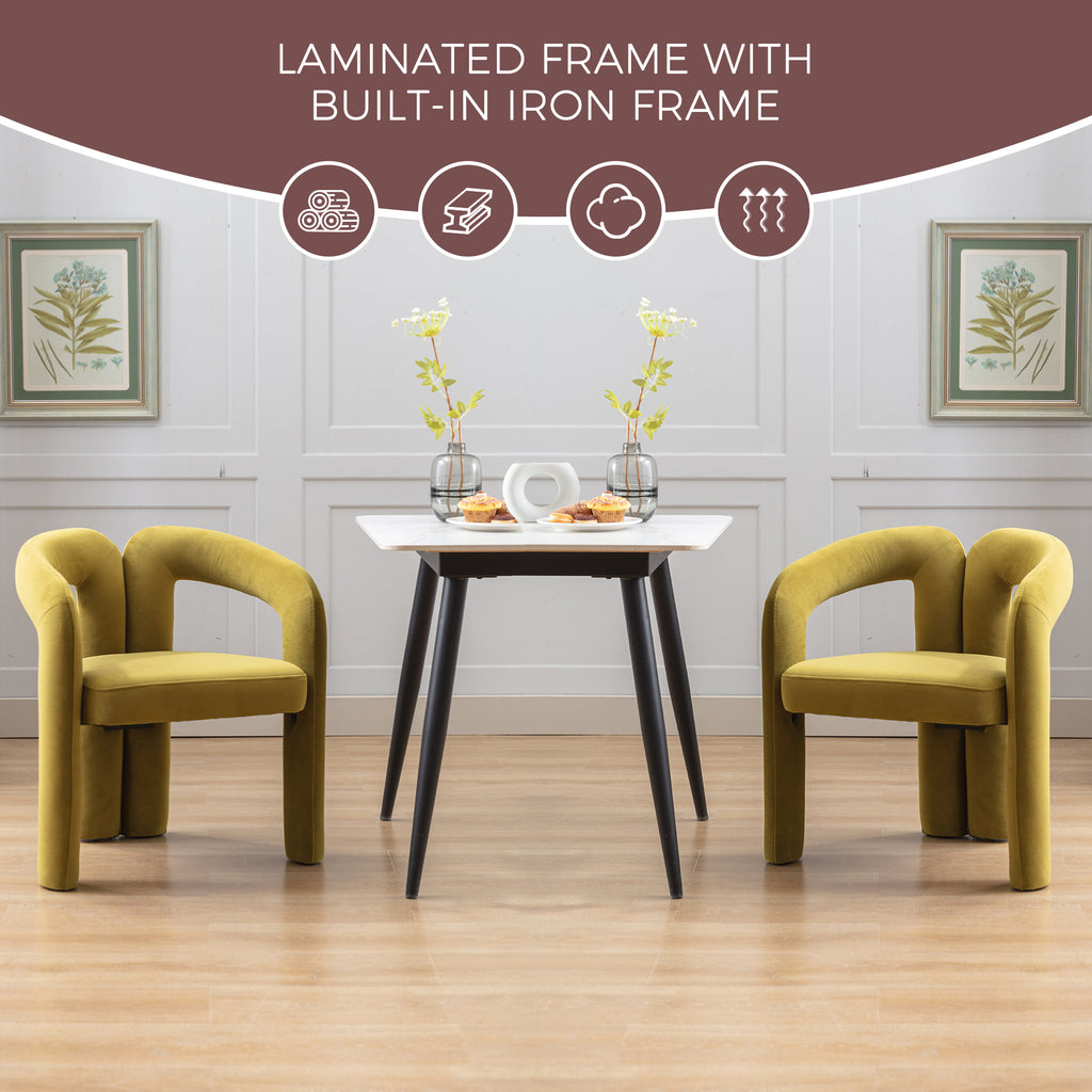 Contemporary Designed Velvet Fabric Upholstered Accent/Dining Chair /Barrel Side Chairs Kitchen Armchair for Living Room set of 2 (Olive Velvet) - Grand Goldman Shop