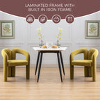 Contemporary Designed Velvet Fabric Upholstered Accent/Dining Chair /Barrel Side Chairs Kitchen Armchair for Living Room set of 2 (Olive Velvet) - Grand Goldman Shop