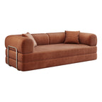 78.8' Compression Sofa,Convertible Floor Sofa Bed-with Pillow Back Support Armrest,Comfy Futon Couch Sleeper Bed,Loveseats Boneless Modular Sectional Sofa,Corduroy fabric,for Living Room,Bedroom,Brown - Grand Goldman Shop
