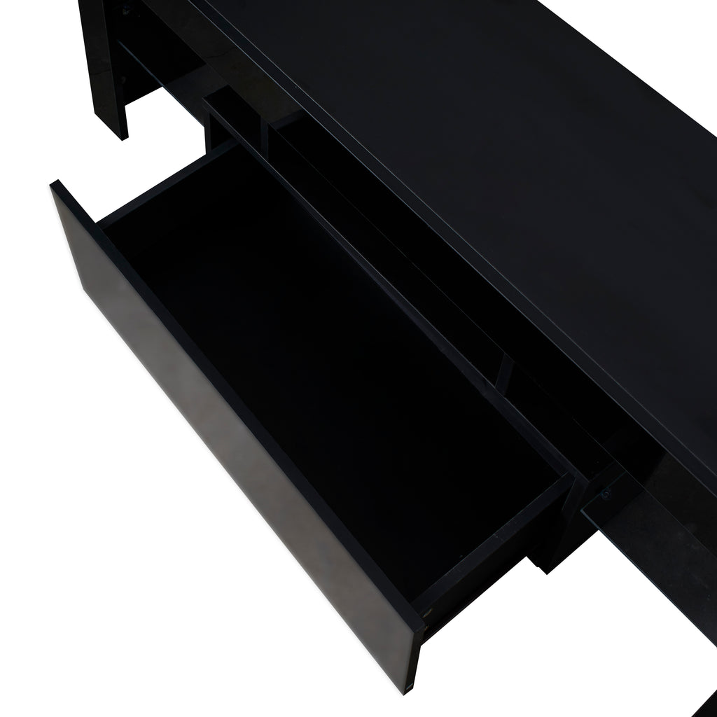 Black TV Stand with LED RGB Lights,Flat Screen TV Cabinet, Gaming Consoles - in Lounge Room, Living Room and Bedroom(Black) - Grand Goldman Shop