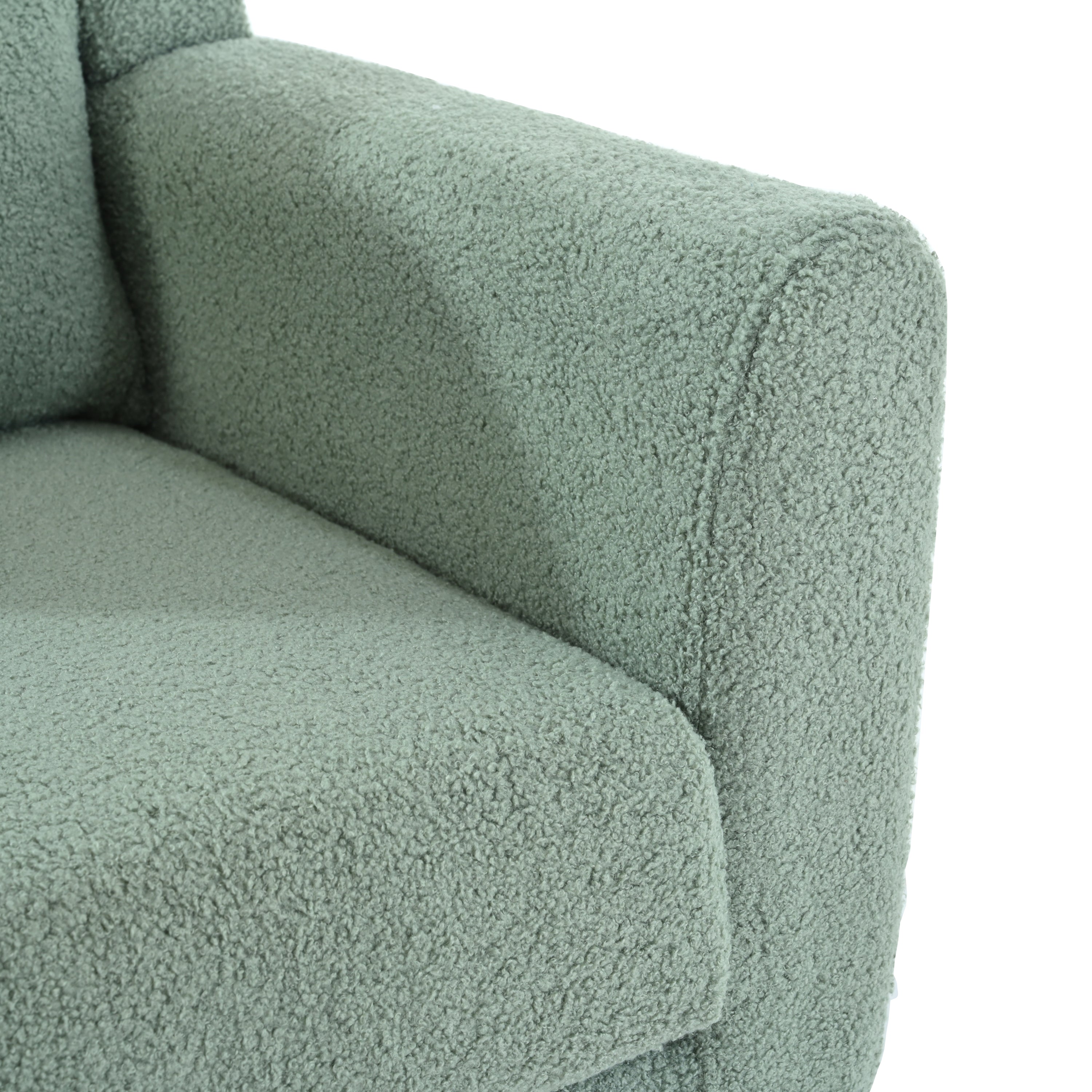 Modern Accent Chair,Teddy Fabric Living Room Chairs Comfy Reading Chair,Mid Century Accent Chair, Lounge Arm Chairs Armchair for Living Room Bedroom (Light Green) - Grand Goldman Shop