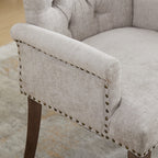 Upholstered Chenille Fabric Accent Dining Chair, Curved Solid Wood Legs, Elegant Tufted Club Dining Room Kitchen Room Arm Dining Chair, Single Pack,Beige,SW1895BG - Grand Goldman Shop
