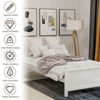 Twin Size Wood Platform Bed with Headboard, Footboard, Wood Slat Support, White Finish - Grand Goldman Shop