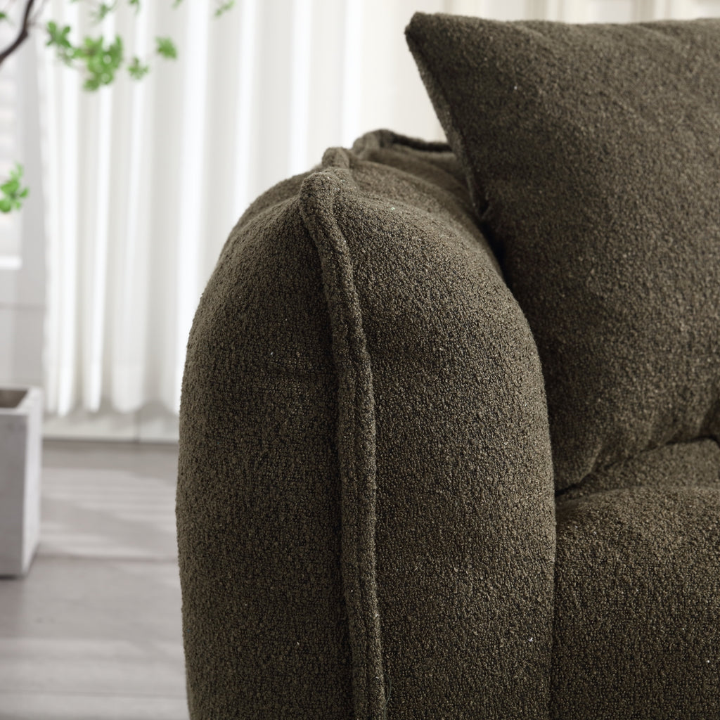 Cozy Beanbag Chair with High Resilience Foam Core for Two - Olive Green Chenille, 66x35x25 inches - Grand Goldman Shop