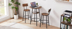 Round bar stool set with shelves, stool with backrest Rustic Brown, 23.6'' Dia x 35.4'' H - Grand Goldman Shop