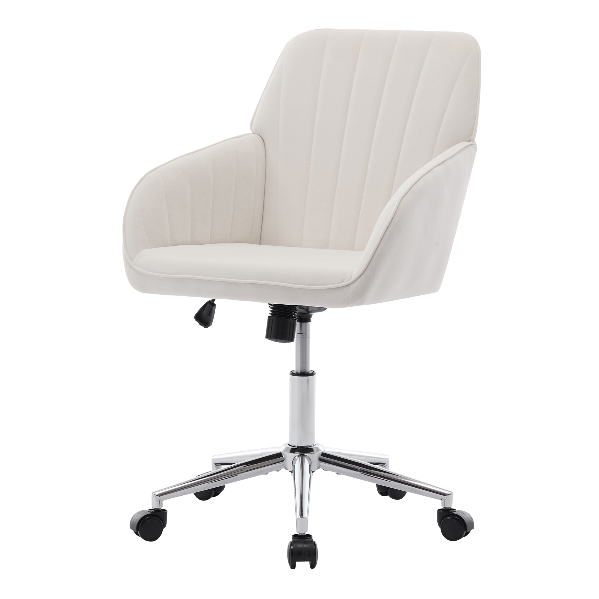 TY Adjustable Office Chair, Ergonomic Swivel Chair, Velvet Backrest Seat, Comfortable for Long Sitting, Beige | Premium Home 